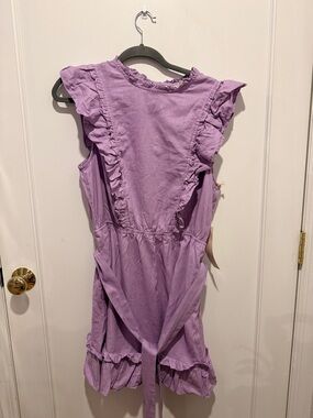 Lilac Ruffle Tie-Back Mini Dress